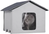 Legowiska dla kotów - Ogrzewany Domek dla Kota Szary 44x48x56 cm - miniaturka - grafika 1