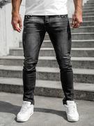 Spodnie męskie - Czarne spodnie jeansowe męskie slim fit Denley MP0057N - miniaturka - grafika 1
