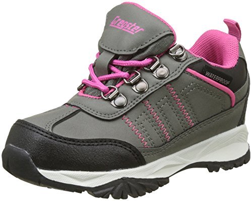 Gregster Dziecięce buty trekkingowe do sznurowania, wygodne, lekkie buty dziecięce do aktywności na świeżym powietrzu, do wędrówek i w czasie wolnym, odporne na działanie wody i przepuszczające powietrze, buty trekkingowe dla chłopców i dziewczynek, szary - Szary, szary, różowy. - 26 EU