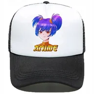 Czapki i chusty sportowe męskie - Czapka z daszkiem CZARNO-BIAŁA Anime Manga Wzory - miniaturka - grafika 1