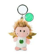 Breloki - NICI NICI 47523 Breloczek do kluczy w kształcie koniczyny 7 cm Gute  talizman anioł smycz na klucze, pęk kluczy i łańcuszek na klucze  zawieszka z aniołem stróżem, biała/złota 47523 - miniaturka - grafika 1