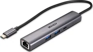 Huby USB - HUB USB Lindy Lindy 43385 huby i koncentratory USB Type-C 10000 Mbit/s Szary - miniaturka - grafika 1
