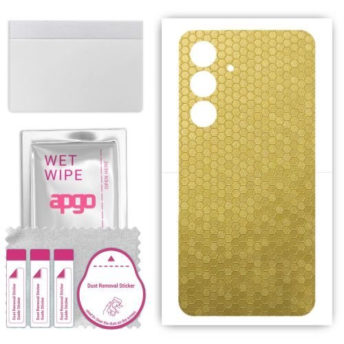 folia naklejka skórka strukturalna na TYŁ do Samsung Galaxy F55 - Plaster Miodu Złoty - apgo SKINS