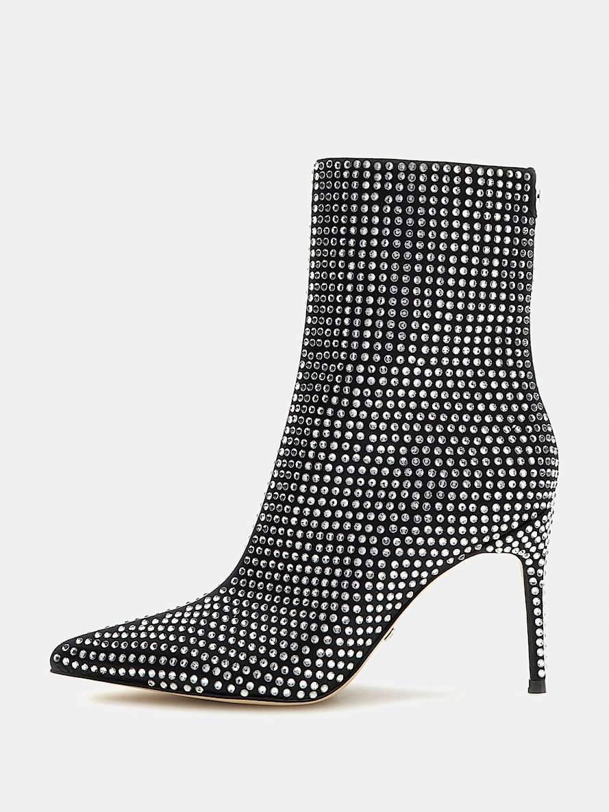 GUESS CZARNE BOTKI Z CYRKONIAMI NA SZPILCE ELEGANCKIE 37 GGA