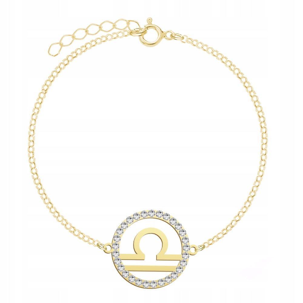 Pozłacana Bransoletka Znak Zodiaku WAGA DEDYK