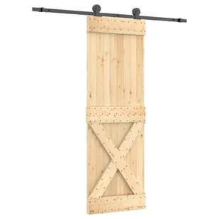 Drzwi przesuwne z osprzętem, 70x210 cm, lite drewno sosnowe 8721012081093 - Drzwi wewnętrzne - miniaturka - grafika 3