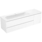 Szafki łazienkowe - Mexen Rivel szafka łazienkowa 160 cm z umywalką Vela lewą, 2S, 1D, ryflowana, biała mat - 91A23-16047-3-BBFFF01-W23L01 - miniaturka - grafika 1