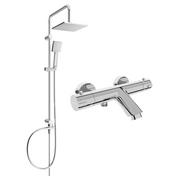 Panele prysznicowe - Mexen Tord zestaw wannowo-prysznicowy z deszczownicą i baterią wannową termostatyczną Kai, chrom - miniaturka - grafika 1