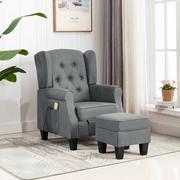Fotele - vidaXL Fotel masujący z podnóżkiem, jasnoszary, obity tkaniną - miniaturka - grafika 1