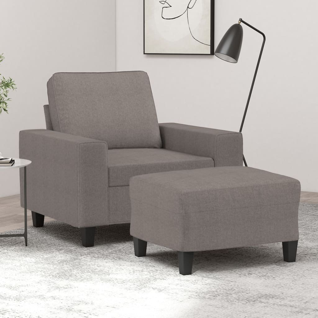 vidaXL vidaXL Fotel z podnóżkiem, taupe, 60 cm, obity tkaniną