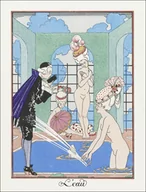 Plakaty - Costumes Parisiens, no. 35: Manteau de Damas ros from Journal des Dames et des Modes, George Barbier - plakat 59,4x84,1 cm - miniaturka - grafika 1