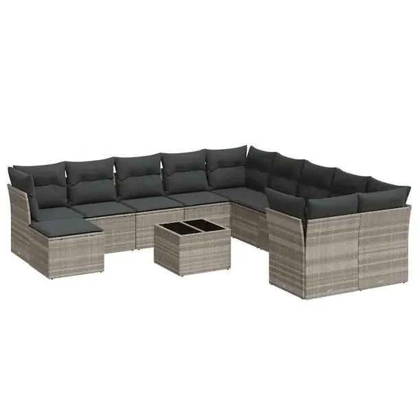 Modułowy zestaw wypoczynkowy z jasnoszarego rattanu PE, 62 x 62 x 69 cm