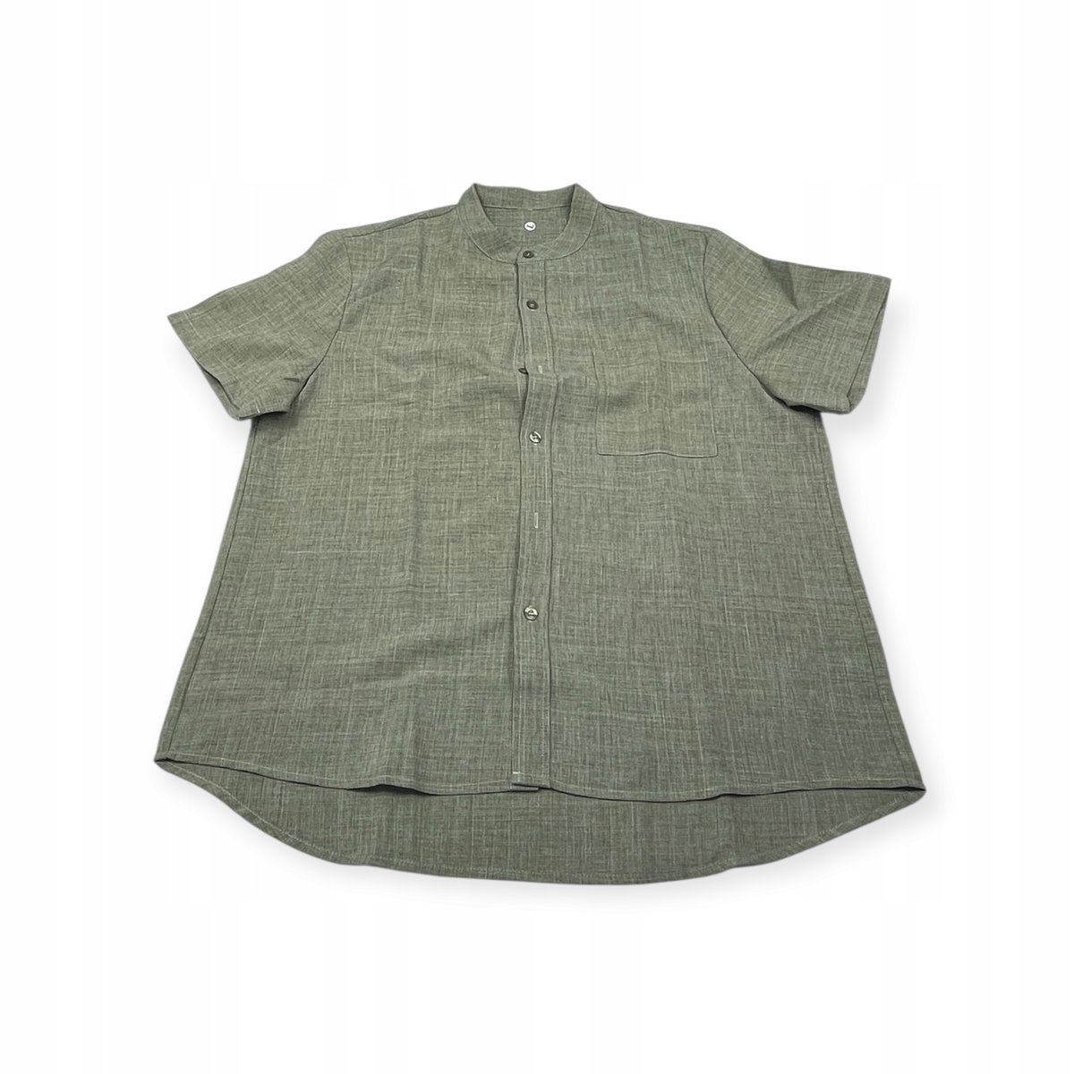 Męska koszula Old Money - stójka, krótki rękaw, rozmiar M