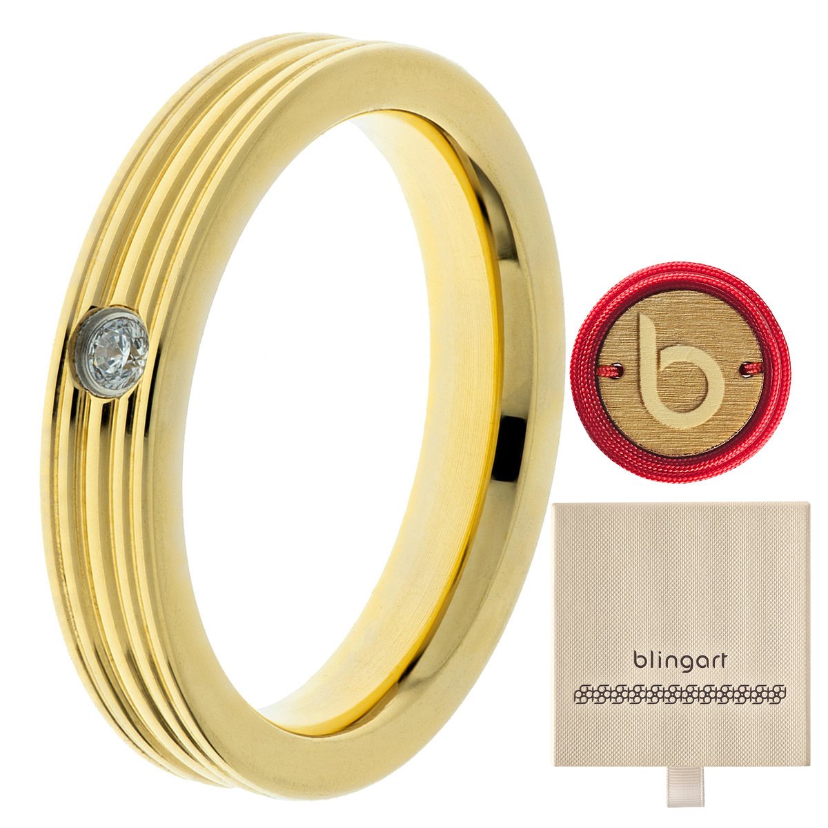 Obrączka damska POZŁACANA frezowana stal chirurgic