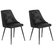 Krzesła - Beliani Zestaw do jadalni 2 krzesła czarne skóra ekologiczna VALERIE - miniaturka - grafika 1