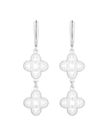 Kolczyki - Srebrne Długie Kolczyki Z Ażurowymi Rozetkami - miniaturka - grafika 1