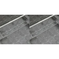 Odpływy liniowe - VidaXL Odpływ prysznicowy liniowy, stal nierdzewna, 2 szt., 930x140 mm - miniaturka - grafika 1