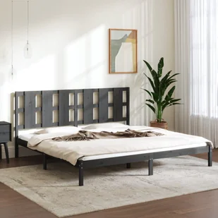 Łóżko z litego drewna sosna szara 200x200 cm - Łóżka - miniaturka - grafika 1
