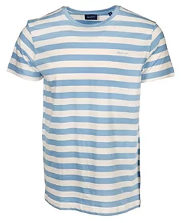 Koszulki męskie - GANT Męski T-shirt Multistripe z wielokolorowymi paskami, Gentle Blue, S - grafika 1