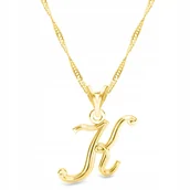 Łańcuszki - Łańcuszek złoty naszyjnik 925 Litera Literka K - miniaturka - grafika 1