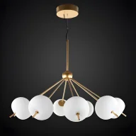 Lampy sufitowe - Nowoczesny żyrandol Apple z mlecznymi kloszami i złotymi detalami - miniaturka - grafika 1