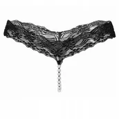 Majtki damskie - Stringi koronkowe czarne paseczki perełki - S/M - miniaturka - grafika 1