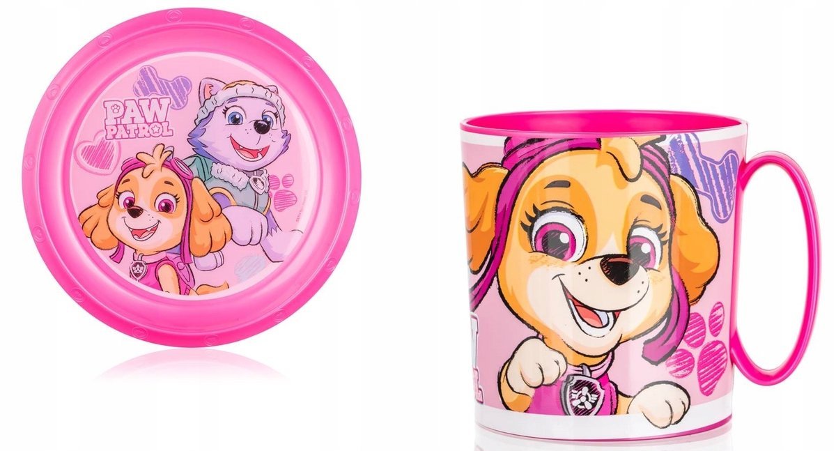 Talerz plastikowy + KUBEK dla dziecka zestaw na jedzenie obiad PSI PATROL