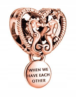 Charms Pozłacany z Konikiem Morskim Serce Konik Morski Serduszko SREBRO 925