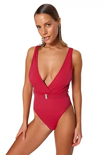 Trendyol Damski strój kąpielowy z dzianiny, bordowy, 44, Burgund, 42 - Stroje kąpielowe - miniaturka - grafika 1