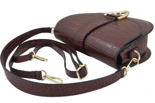 Listonoszka damska croco - Brązowa - Torebki damskie - miniaturka - grafika 6