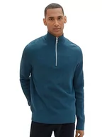 Swetry męskie - TOM TAILOR sweter męski, 34157 – ciemnozielony melanż, XL - miniaturka - grafika 1