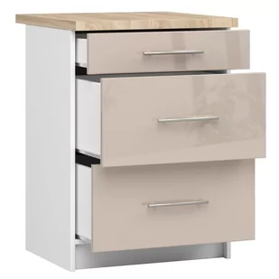 Szafka OLIWIA S60 3SZ + BLAT BIAŁA / CAPPUCCINO POŁYSK - Meble kuchenne - miniaturka - grafika 2