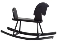 Skoczki dla dzieci - Drewniany KOŃ NA BIEGUNACH bujak bujany buk CZARNY - miniaturka - grafika 1