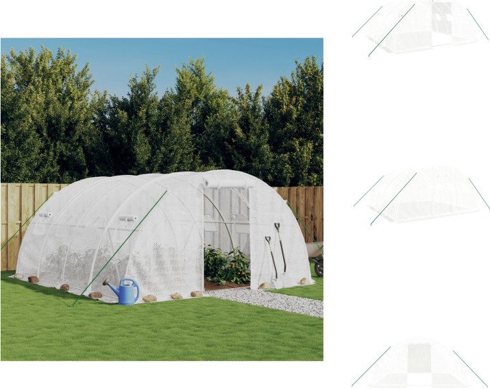 vidaXL Szklarnia z ramą stalową biała 16 m² 4x4x2 m - Szklarnie