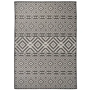 vidaXL Dywan zewnętrzny o płaskim splocie, 120x170 cm, czarne pasy - Dywany zewnętrzne - miniaturka - grafika 1