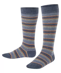 FALKE Unisex dziecięce podkolanówki w paski, bawełna, czarno-niebieskie, wiele innych kolorów, wzmocnione skarpety na kolana ze wzorem, oddychające, długie, kolorowe, wysokie i ciepłe paski, 1 para, - Skarpetki damskie - miniaturka - grafika 1