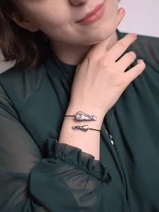 Bransoletka srebrna - Mały i duży kot czarny - Bransoletki - miniaturka - grafika 1