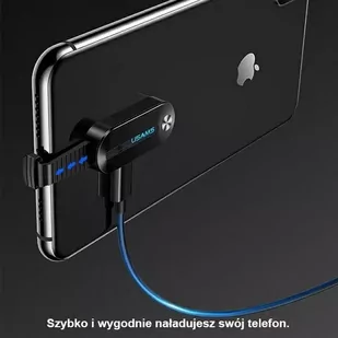 Usams Adapter AU10 2w1 Lightning - 3,5mm + lightning LED czarny/black SJ358LN01 (US-SJ358) - Adaptery i przejściówki - miniaturka - grafika 1