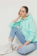 Bluzy damskie - Superdry bluza damska kolor turkusowy z kapturem gładka - miniaturka - grafika 1