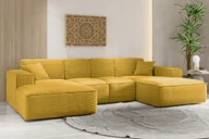 Narożniki - Sofa w kształcie U SIENA narożnik tkanina Poso żółty - miniaturka - grafika 1