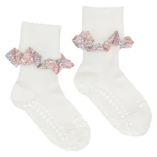 GoBabyGo antypoślizgowe skarpetki do nauki chodzenia LIBERTY BAMBOO Off White Michelle Pink 12 m+ - Skarpetki dla dzieci - miniaturka - grafika 1
