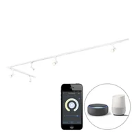 Lampy sufitowe - QAZQA Inteligentny system szynowy biały 1-fazowy 5 świateł z Wi-Fi GU10 - Jeany - miniaturka - grafika 1