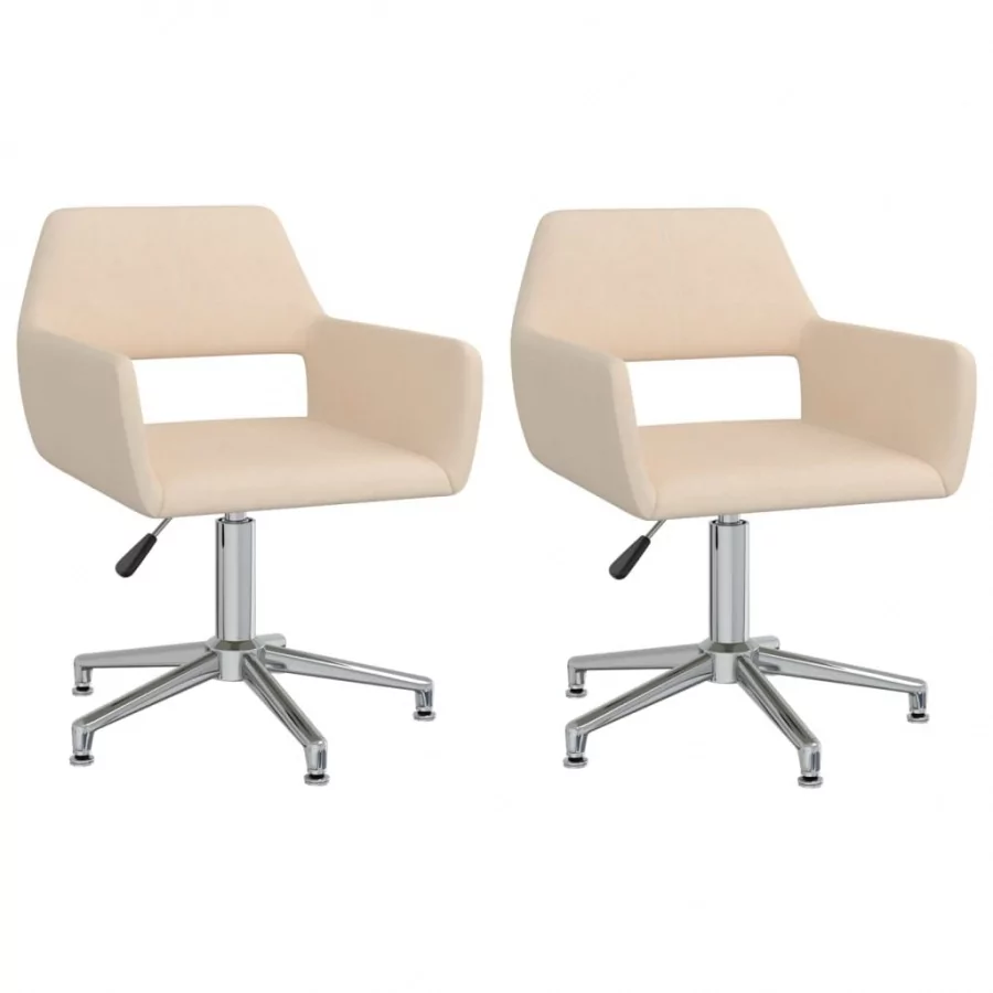 vidaXL Obrotowe krzesła stołowe, 2 szt., kremowe, tkanina