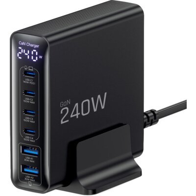 Ładowarka sieciowa TECH-PROTECT DC240W-GaN 240W Czarny ładowarka do telefonu USB USB-C