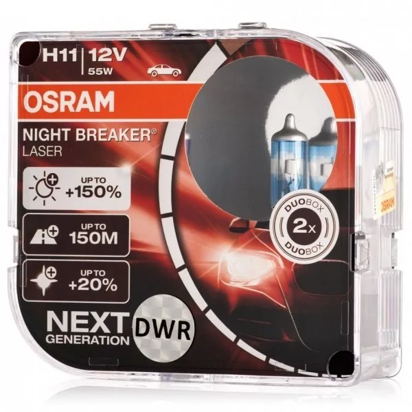 OSRAM O-64211NL-HCB Żarówki halogenowe H11 12V 55W PGJ19-2 Night Breaker Laser +150% / 2 sztuki AMI-O-64211NL-HCB