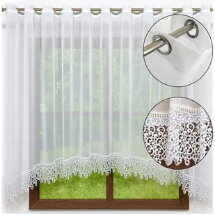 Firana gotowa z GIPIURĄ w ŁUK 130x300 na KÓŁKACH firany przelotki z koronką - Firany - miniaturka - grafika 1