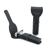 Maszynki do golenia i wkłady - Haryali London Skórzana maszynka do golenia – ochrona golarki na mokro z prawdziwej skóry – skórzane etui na golarkę – ręcznie wykonane skórzane etui - miniaturka - grafika 1