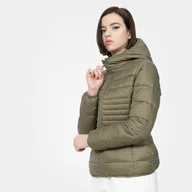 Kurtki damskie - Damska kurtka puchowa pikowana FILA SQUILLE - oliwkowa/khaki - miniaturka - grafika 1