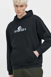 Converse bluza kolor czarny z kapturem z aplikacją - Bluzy męskie - miniaturka - grafika 1