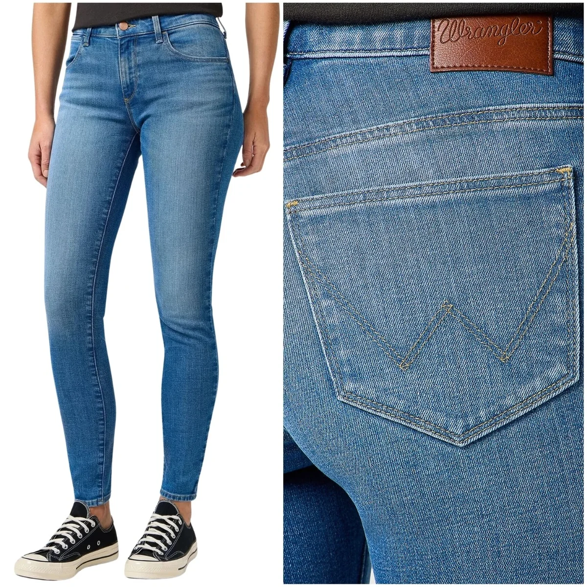 Wrangler Skinny Whispering Waves damskie spodnie jeansowe rurki W28 L34